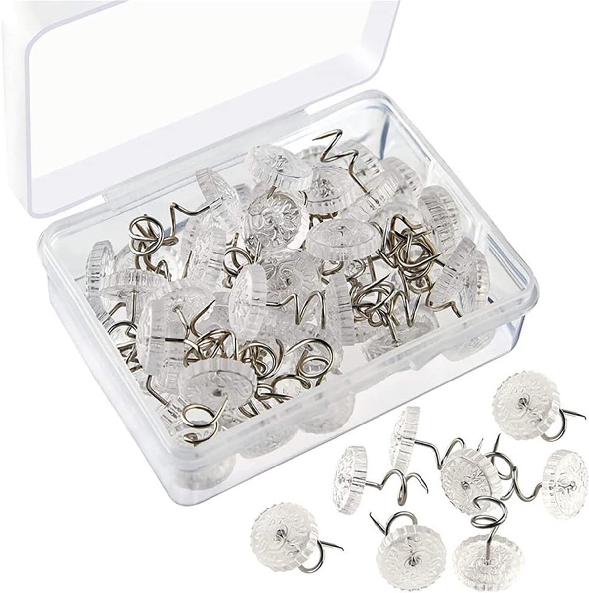 100 Pcs Spiral Pins for Sofas, Twist Pins with Clear Heads for Sofa Upholstery and Bedding - ShopVlot