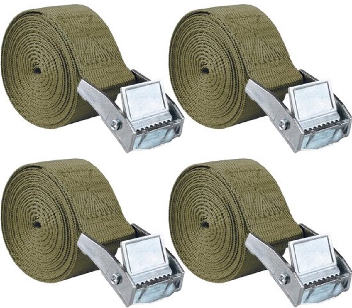 Sjorbanden set - Spanbanden met ratel - Bagage vastzetten - Robuuste gesp - 4 stuks 2m - Groen