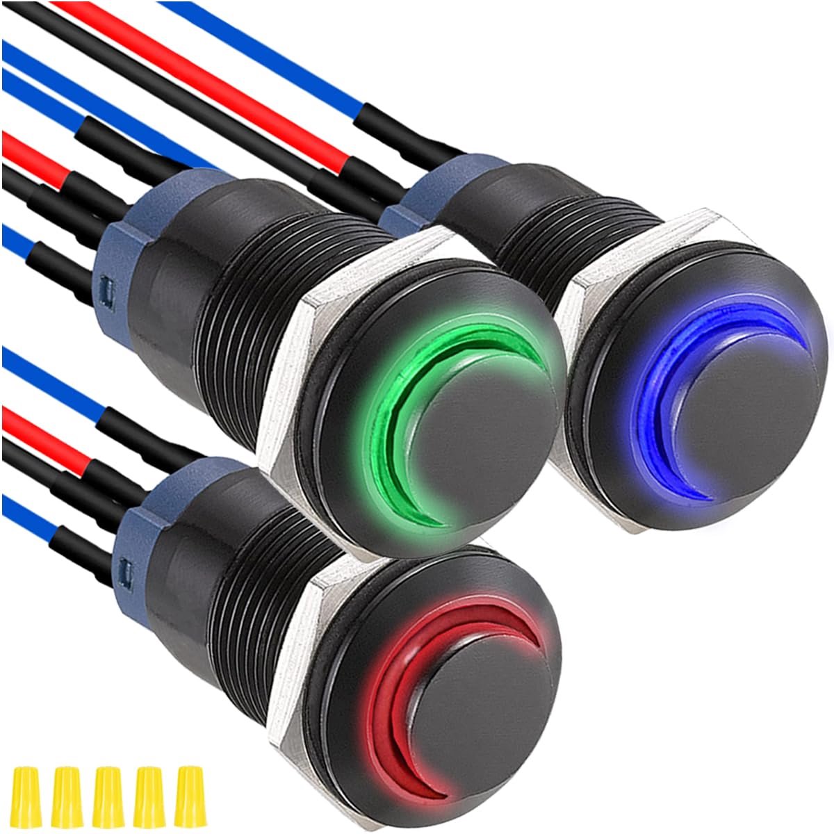 Drukknopschakelaar 12 mm - IP65 Waterproof - 12 V, 24 V, 3 A DC - Geschikt voor auto en boot - ShopVlot
