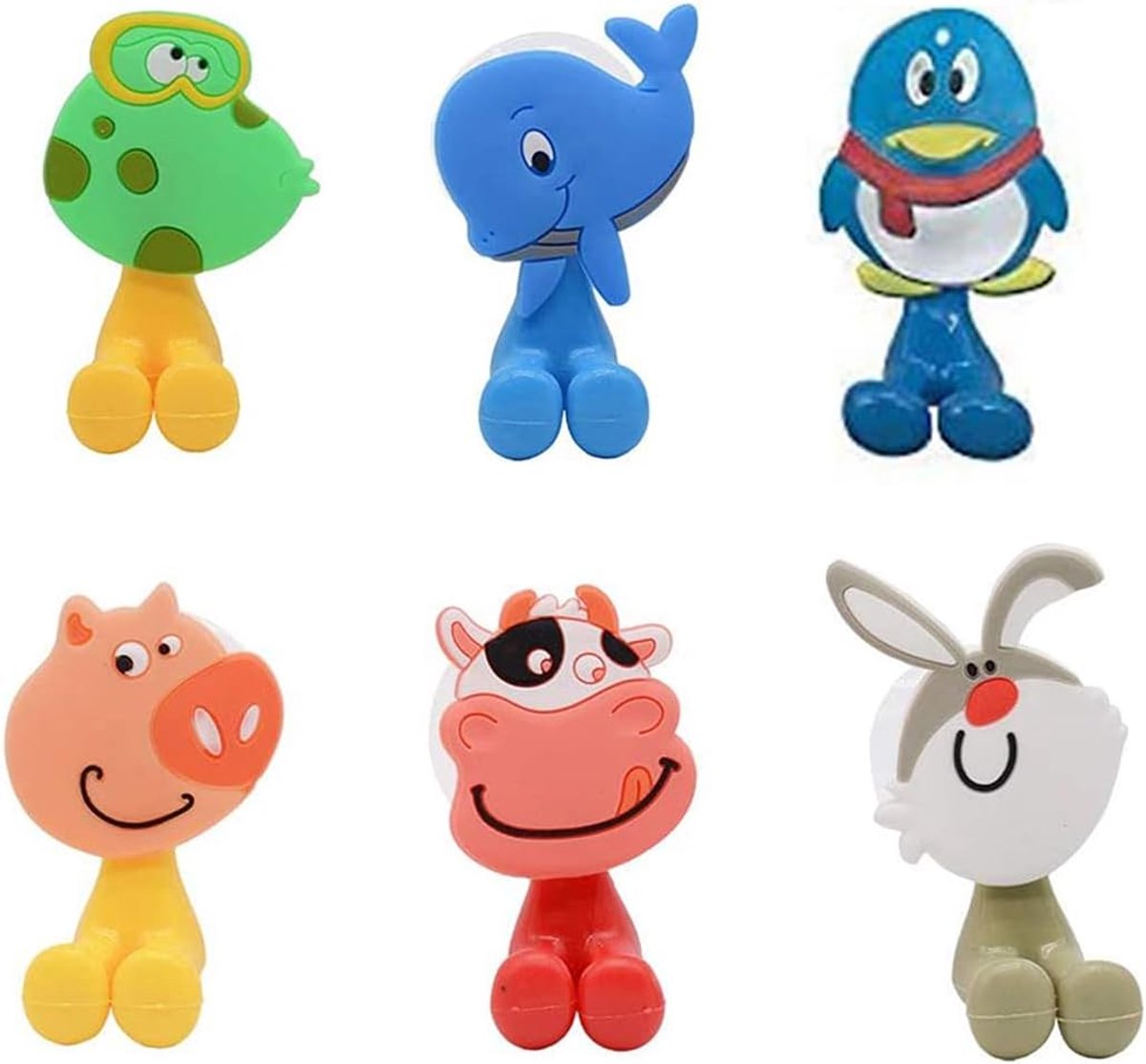 6 Pcs Toothbrush Holder Wall Mounted Cute Animal Toothbrush Holders for Kids with Suction Cups for Bathroom - ShopVlot
