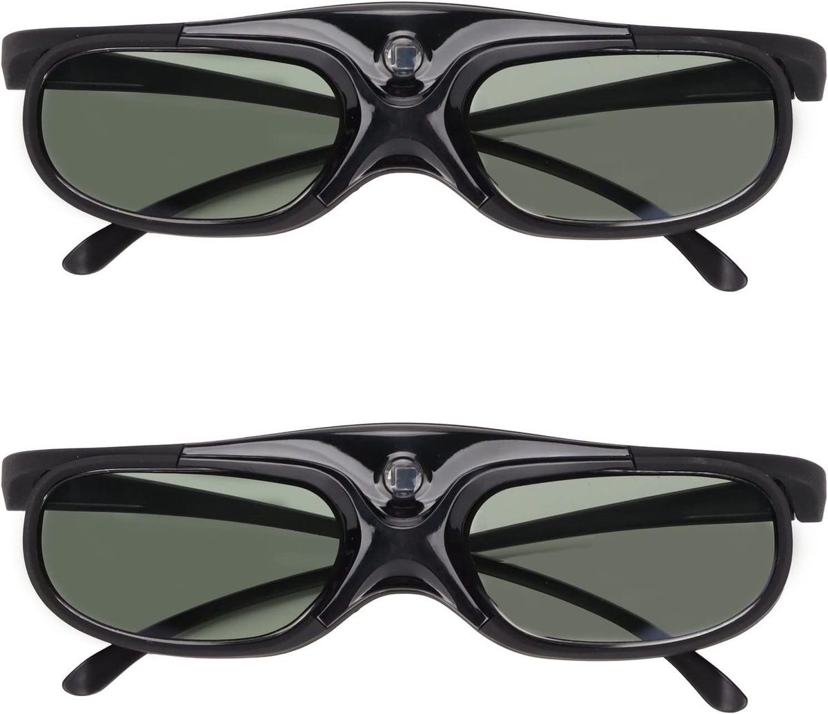 3D Glasses, 2 Pcs 144Hz 3D Active Shutter Glasses, DLP Link LCD Lens 3D Glasses for 3D DLP Orojectors Rechargeable 3D - ShopVlot