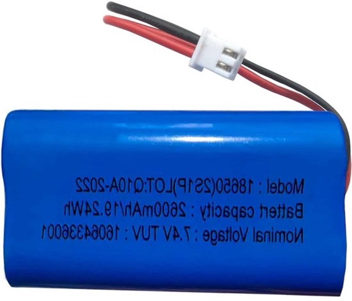 Oplaadbare lithium-ionbatterij 2600mAh met XH2.54-2pin-plug voor DIY-projecten, 7.4V 2S1P-batterij met 3C continue ontlading
