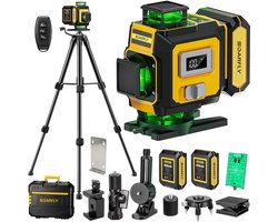 SOARFLY 4D Laser Niveau met Statief, 4×360° Zelfnivellerende Groene Kruislijnlaser, 2×4000mAh Batterijen - ShopVlot