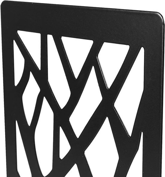 16 Pack 8 Pairs Metalen Boekensteunen met Antislip Pads - Zwarte Decoratieve Boekensteunen — afbeelding 2