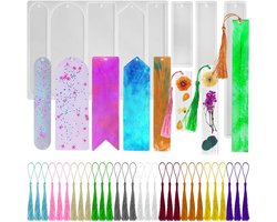 8pcs Bookmark Resin Molds, FineGood Resin Molds with Tassels DIY Bookmark Epoxy Resin Molds Silicone for Resin Casting - ShopVlot