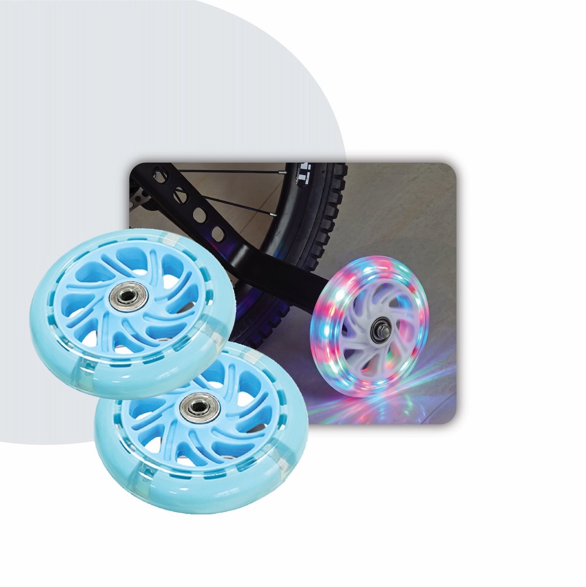 Voltano Zijwieltjes LED Verlichting Solid – Blauw – 12-20 Inch - Verstevigd Staal - Zijwielen Voor Kinderfiets