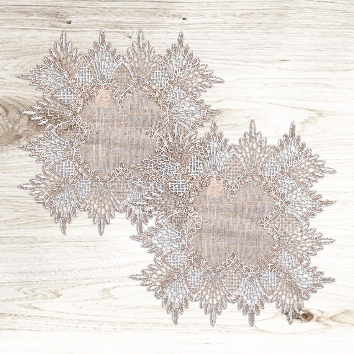 Lace doilies 30x30cm - gehaakt linnen - set van 2 - perfect voor tafels en kasten - ShopVlot