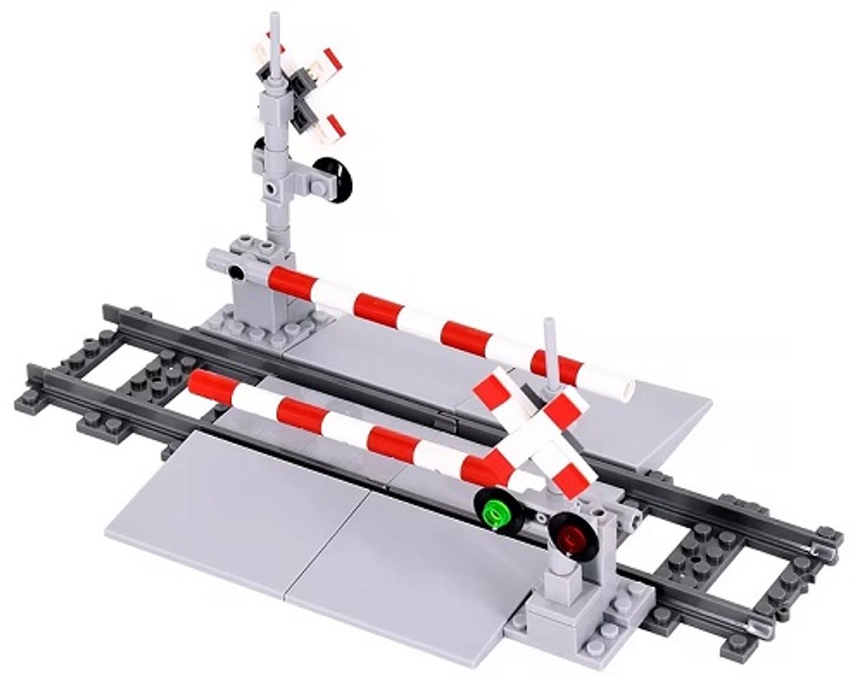 bricksNblocks® Spoorwegovergang - Bouwblokjes voor treinbanen - Inclusief rails