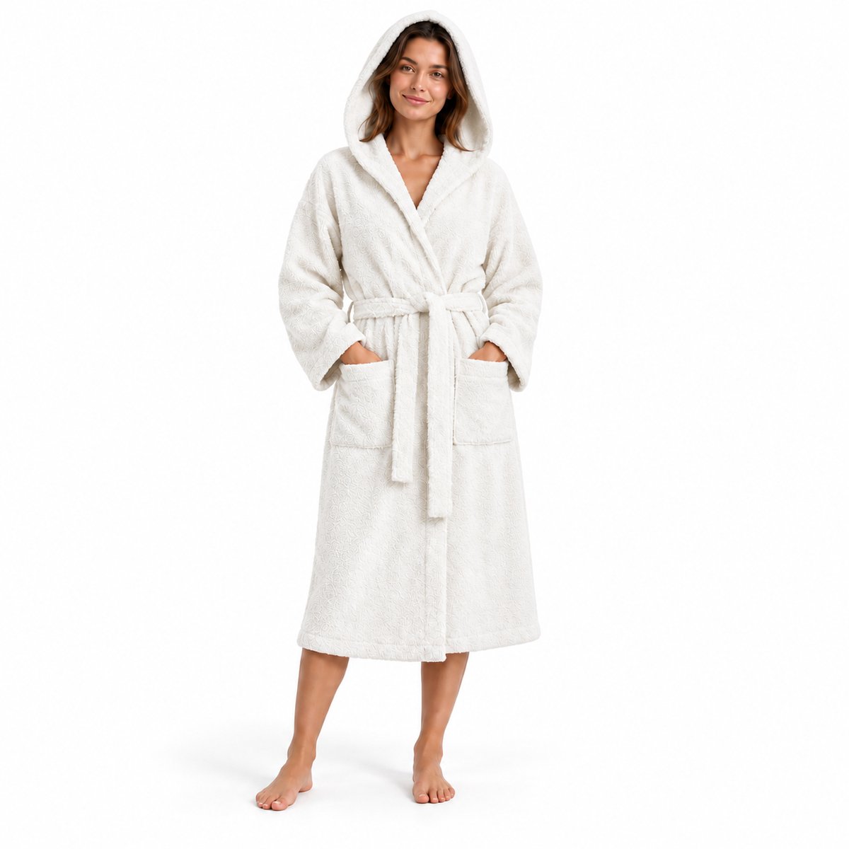 The Linen Room Badjas met Capuchon – 100% Egyptisch Katoen – 420 GSM – Unisex XXL– Wit