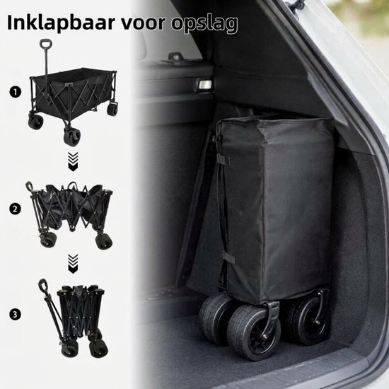 Rolipo Opvouwbare Bolderkar - Zwart - 127x67x106 cm - tot 150 kg -450L — afbeelding 2