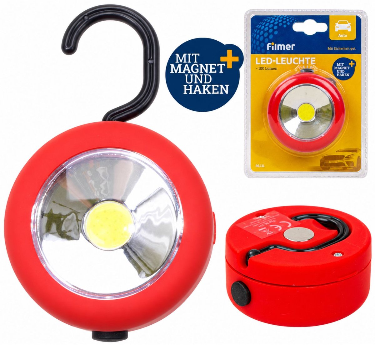 Filmer LED-lamp magneet haak zaklamp werklamp werkplaats camping handlamp