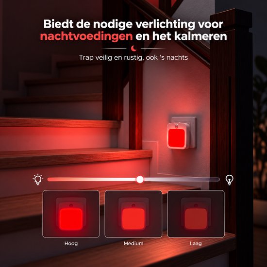 Namajunas 625 nm Rood LED Nachtlampje Stopcontact - 2 Stuks - Met Bewegingssensor - Dimbaar - Voor Babykamer, Slaapkamer, Gang en Trap van Namajunas — afbeelding 3