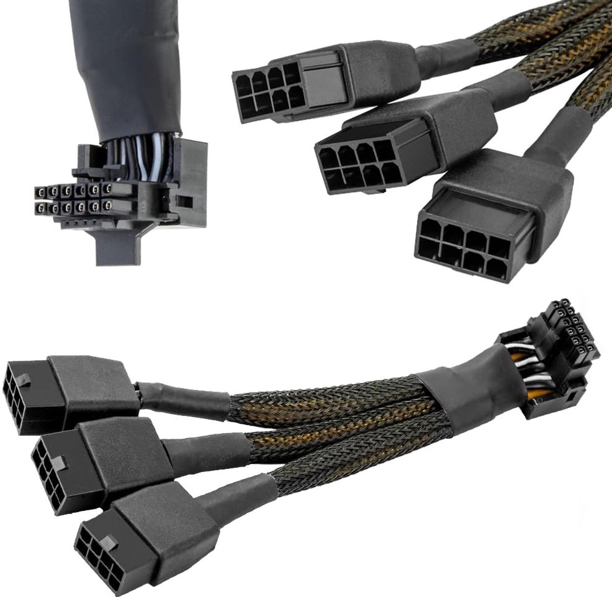 Adapterkabel voor Grafische Kaarten - 16 AWG PCIe 5.0 12VHPWR 600W 3x8 Pin naar 16Pin (12+4Pin) met 90 Graden Hoek voor RTX 4090, 4080, 3090TI en 4070Ti - Ideaal voor Gaming en High-Performance Systemen