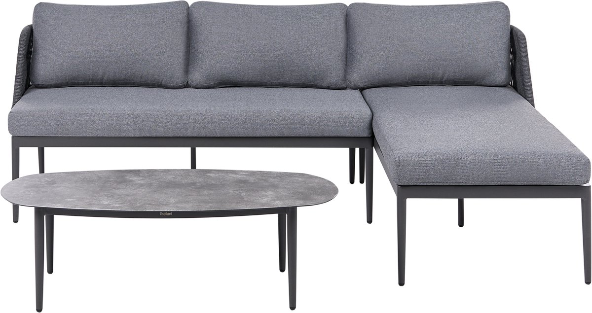 Beliani LEFFE - Loungeset - Grijs - Linkszijdig - Stof/Aluminium