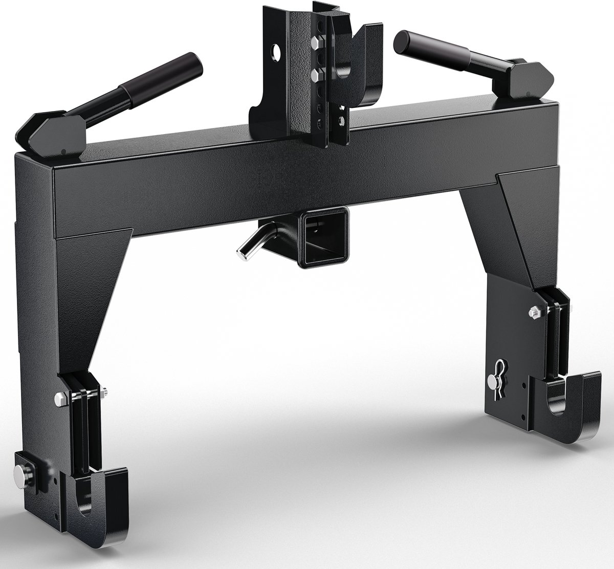 Triumpunpre - 3-punts Snelle Koppeling Adapter Voor CAT 1 & CAT 2 Tractoren - 1361kg Draagvermogen - 5-traps Verstelbare Bovenste Trekstang - 2 inch Ontvangsthaak - Geen Lassen Nodig - Zwart