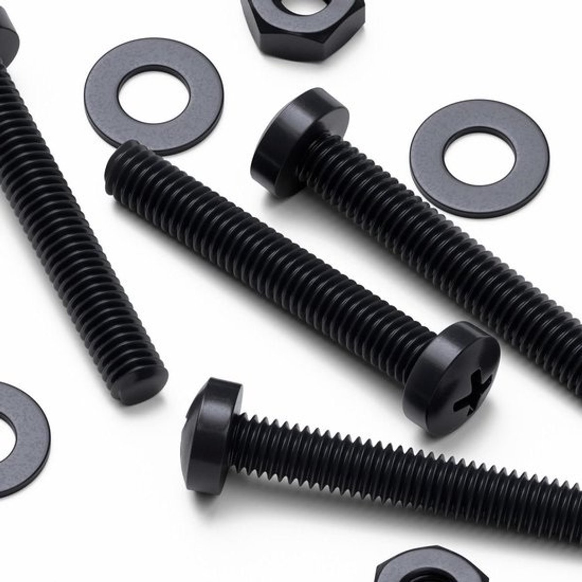 Platkopschroevenset - Kunststof bouten - Voor bevestigen en monteren - Chemisch bestendig materiaal - M3 x 20 mm - 20 stuks - Zwart
