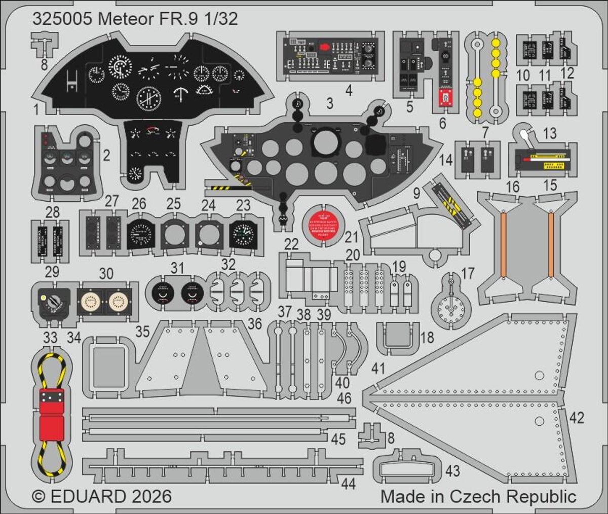 Eduard Modelbouwdecoratie - 325005 Accessoires Set voor Gloster Meteor FR.9 - Photo-etch