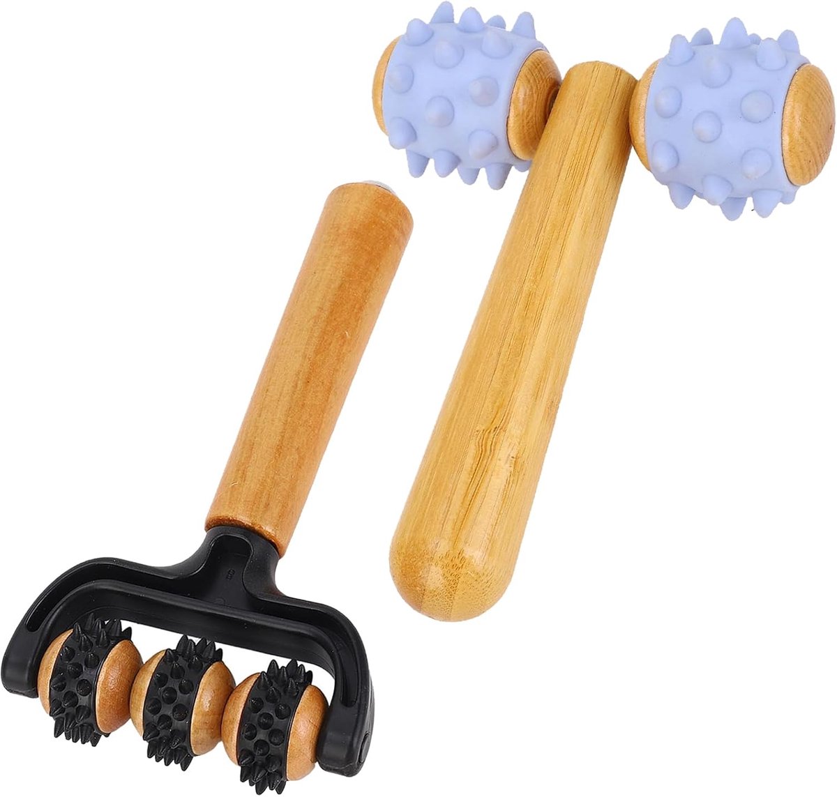 Massage Roller with Handle, 2 Pieces, Massage Roller with Hedgehog Ball, Massage Ball, Trigger Point Roller, Body for - ShopVlot