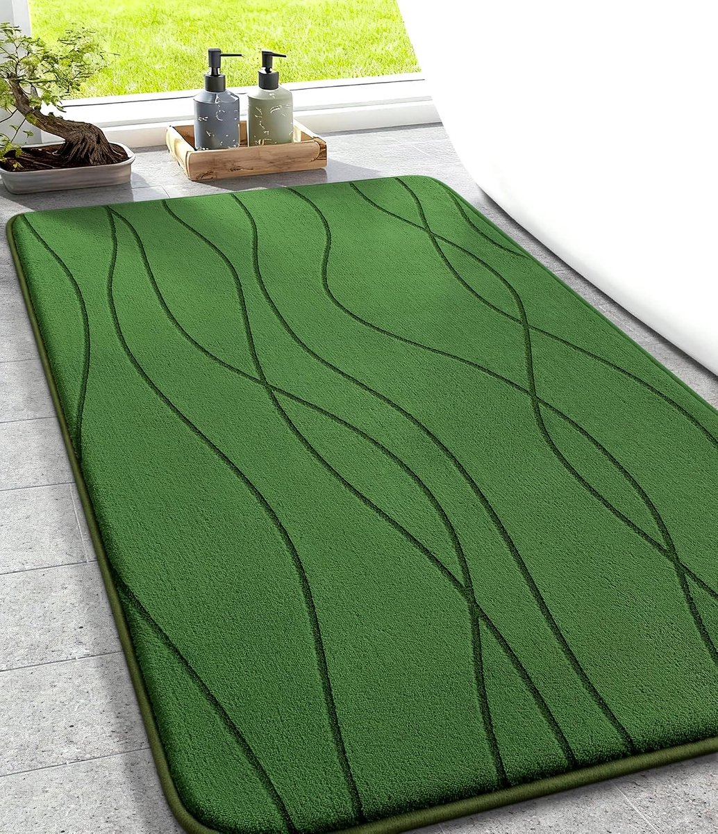 Chakme Badkamertapijt, 50 x 80 cm, groen, badmat, antislip