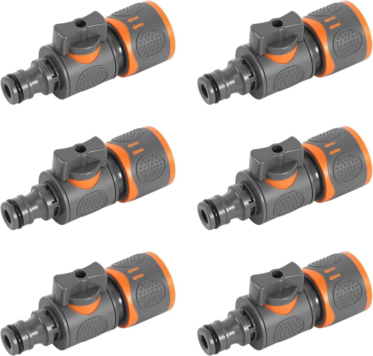 6 stuks koppelingen met regelventiel tuinslang, koppeling tuinslangverbinder, ventiel, voor continue regeling en stoppen van de waterstroom