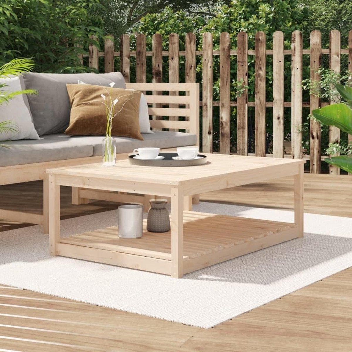 121 x 82,5 x 45 cm massief grenen, tuinlounge-tafel, patiotafel, balkon, eettafel, buitentafel voor tuinen, terrassen, balkons
