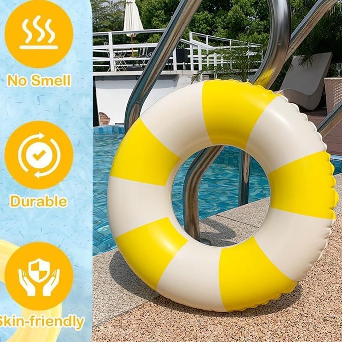 Zwemring, zwemring, opblaasbare retro gestreepte pvc-zwemband, opblaasbaar, voor zwembad, decoratie voor zwembadfeest, strand, party, spelletjes, vakantie