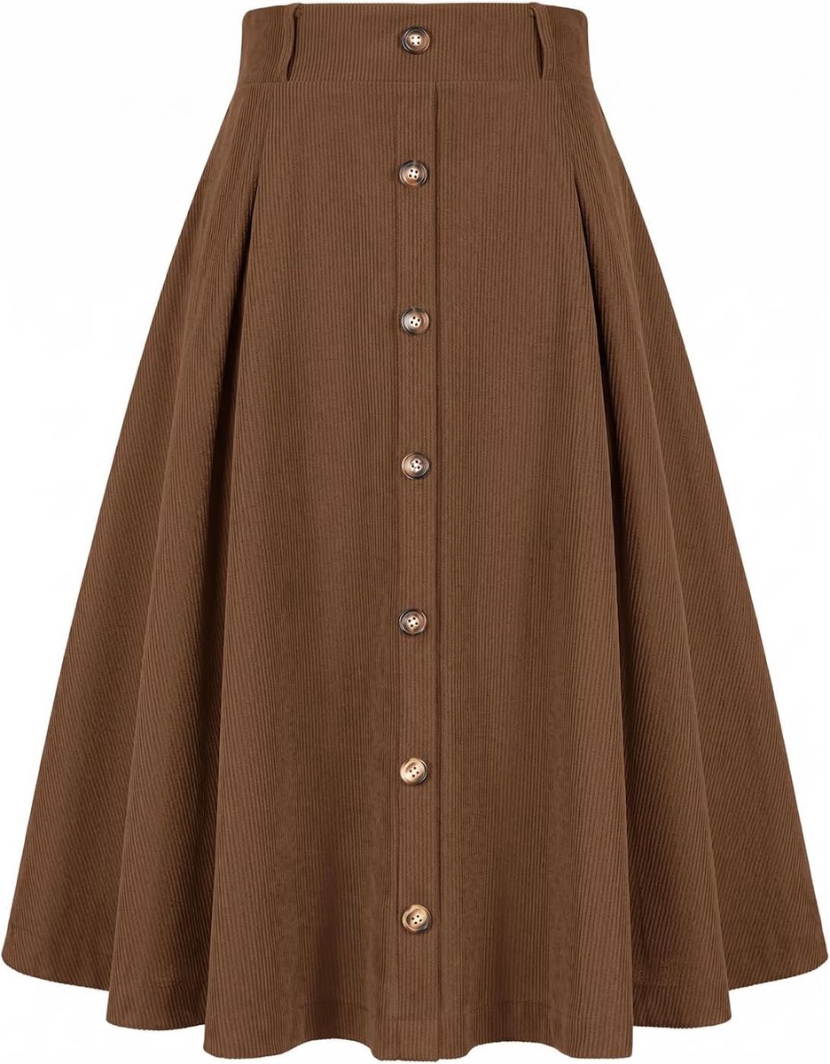Rok voor dames, hoge taille, herfst, winter, midi-rok, A-lijn, business, corduroy, korte rok, elegant, vintage, swing, vrijetijdsrok met zakken