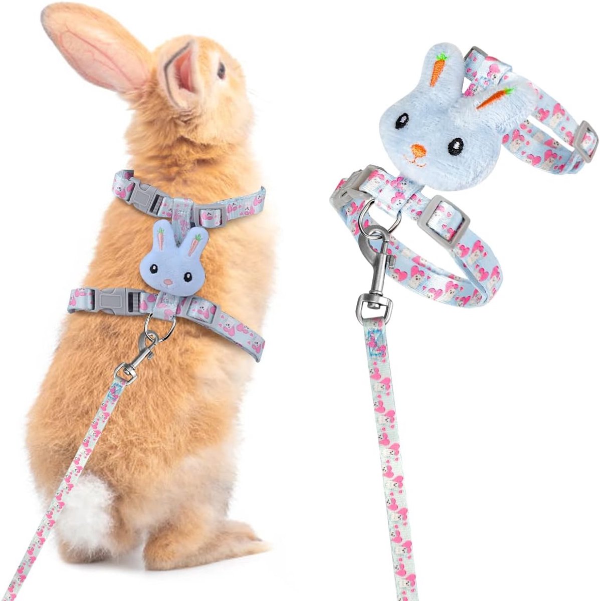 Konijnen-kattenharnas met riem, verstelbare konijnenlijn, dwergkonijnen, zacht harnas voor kleine dieren