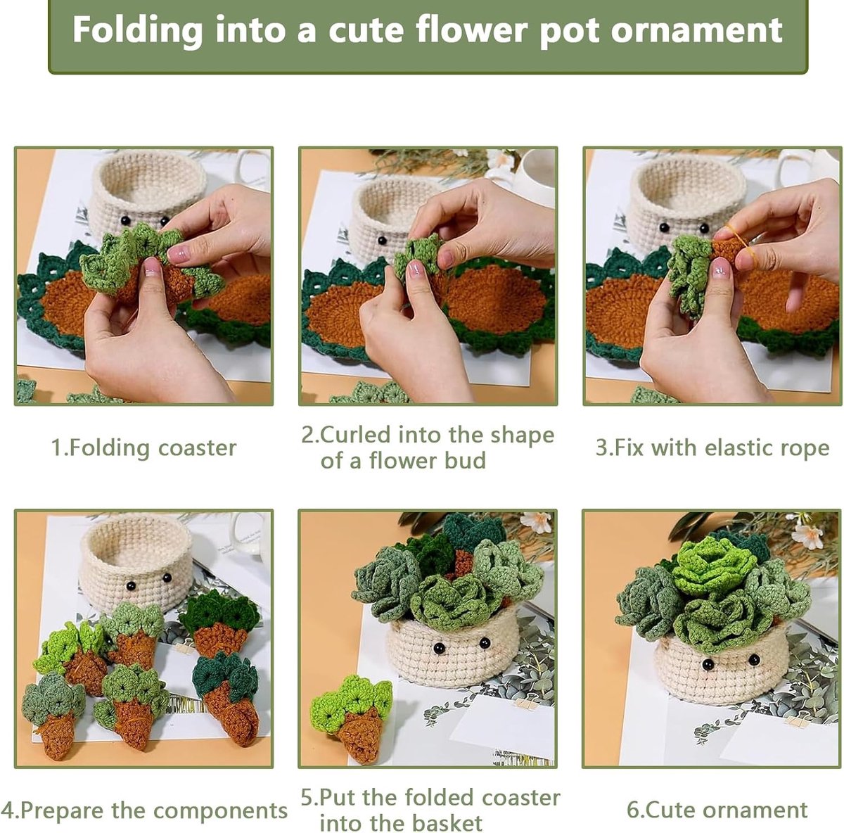 Haaknaaldenset voor beginners, haakset voor volwassenen, haakset met dieren, haakonderzetters, die kunnen worden gebruikt voor interieurdecoratie