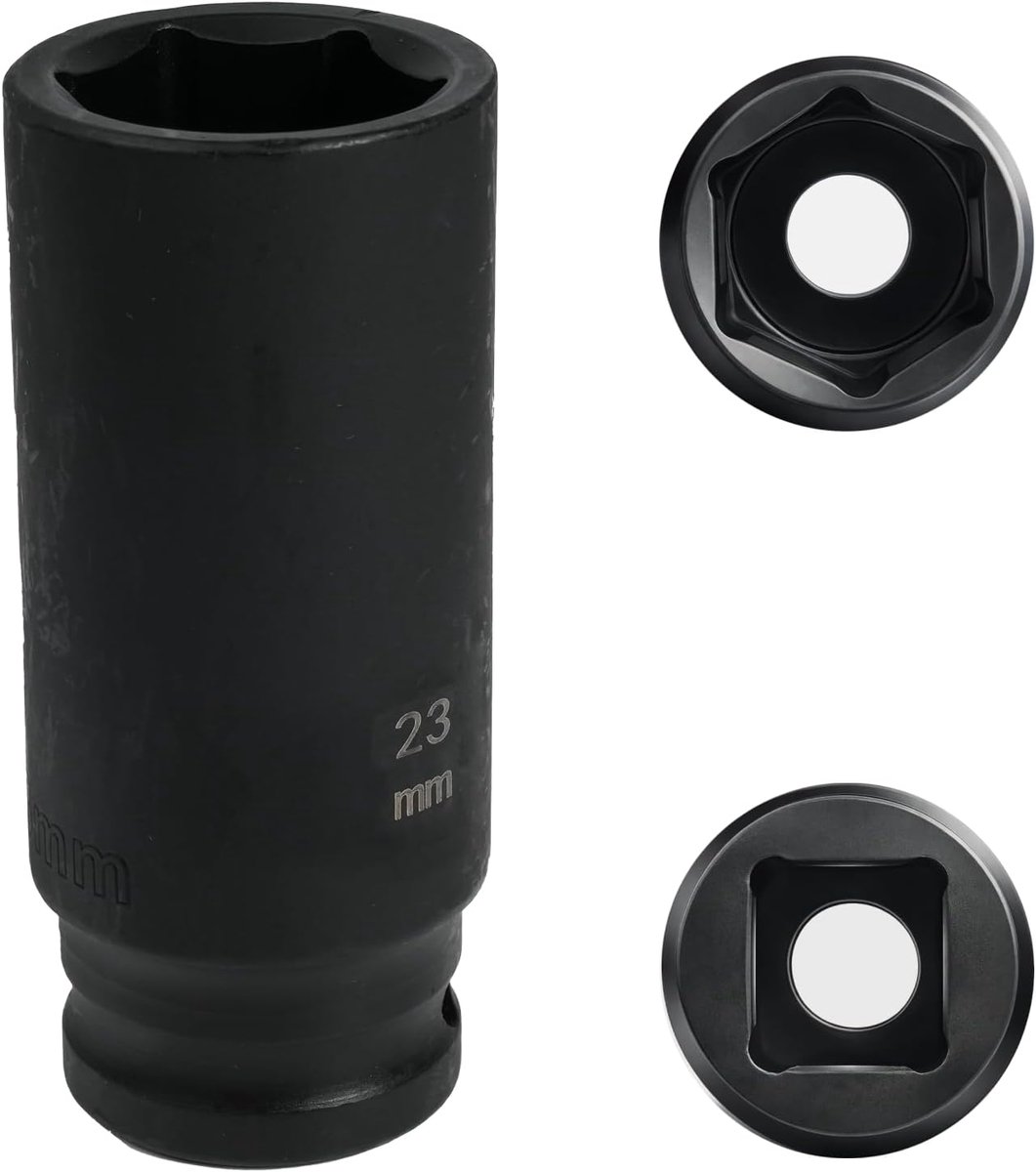 1/2 inch lange zeskantige dopsleutel 23 mm, dopsleutel 23 mm 1/2, lengte 78 mm, chroom-molybdeen-staal, CR-MO (23 mm)