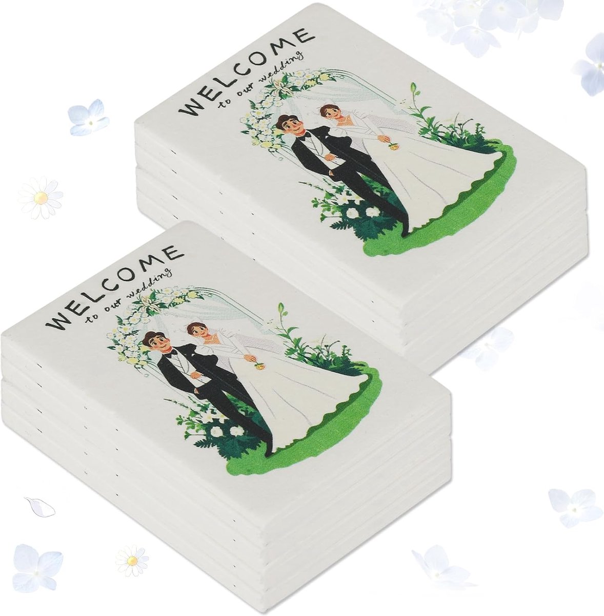 Uitnodigingen, plantbaar zaadpapier, wenskaarten, handgemaakt van gerecycled zaadpapier met wilde bloemenzaden, ideaal voor het feest van het bruidspaar, gastgeschenken, doe-het-zelf