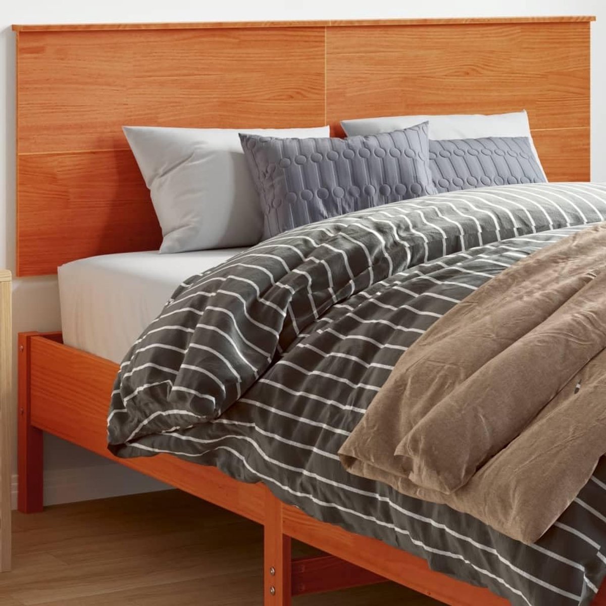 Hoofdeinde bruin was 160 cm van massief grenenhout, hoofdeinde voor bed, hoofdeinde voor slaapkamer, modern hoofdeinde