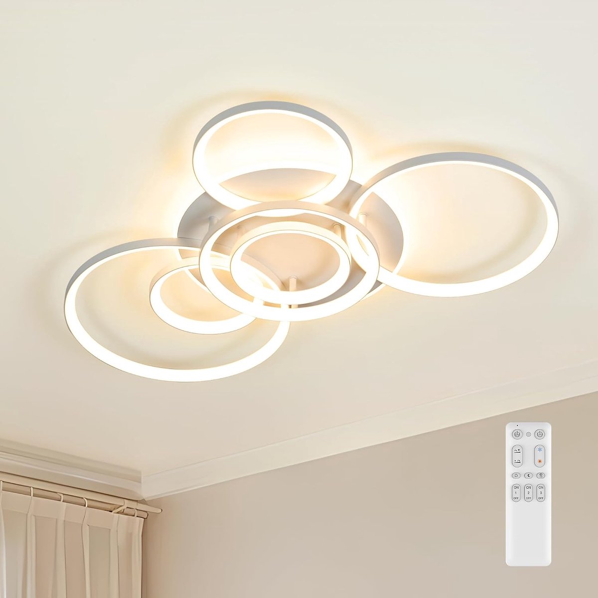 Dimbaar, 3000 K - 6000 K, moderne plafondlamp, 84 W, 6900 lm, voor slaapkamer, keuken, gang, balkon, badkamer, huisdeuren, kinderkamer, 92 x 60 cm