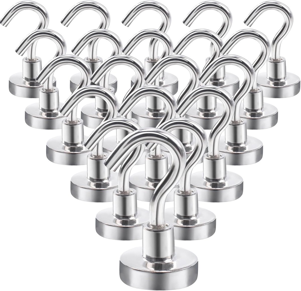 Magnetische neodymiumhaken, sterke magneten, voor keuken en camping, 16 mm, zilver