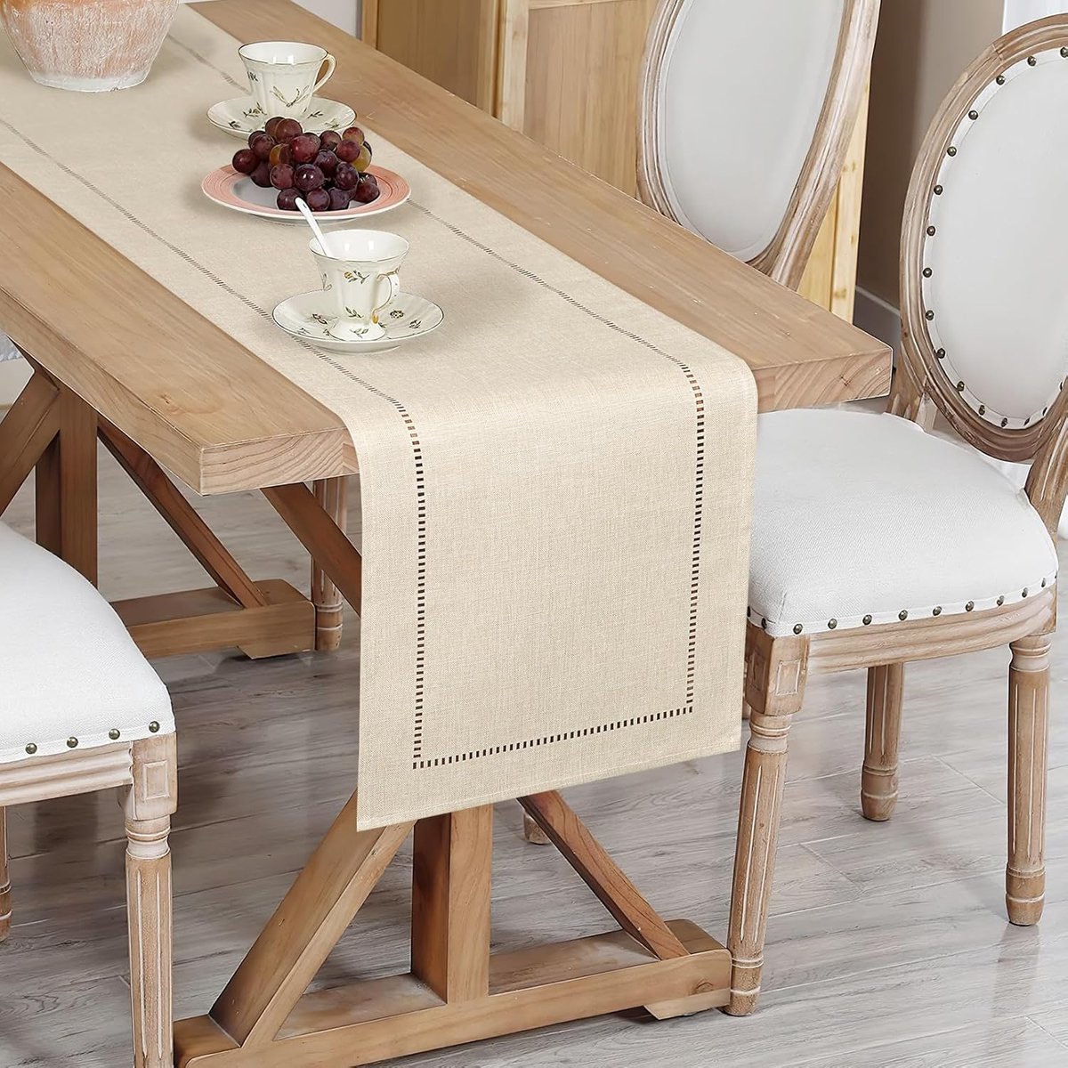 Tafelloper 180 cm - Gevlochten gestreept - Rustiek boho-design - Perfect voor diner - ShopVlot