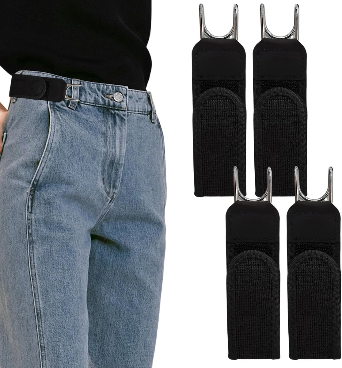 4 stuks riemen zonder gesp voor mannen, luie tailleriem, elastische werkgereedschap, riemgesp, geen gesp, onzichtbare - ShopVlot