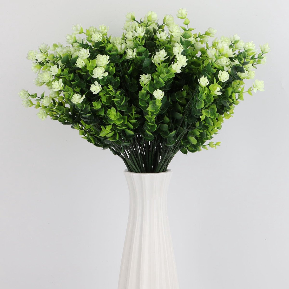 LGEGE Artificial Outdoor Plants 8 Pieces, 35cm Fake Plastic Eucalyptus for Home Decor, UV Resistant Outdoor Flowers - ShopVlot