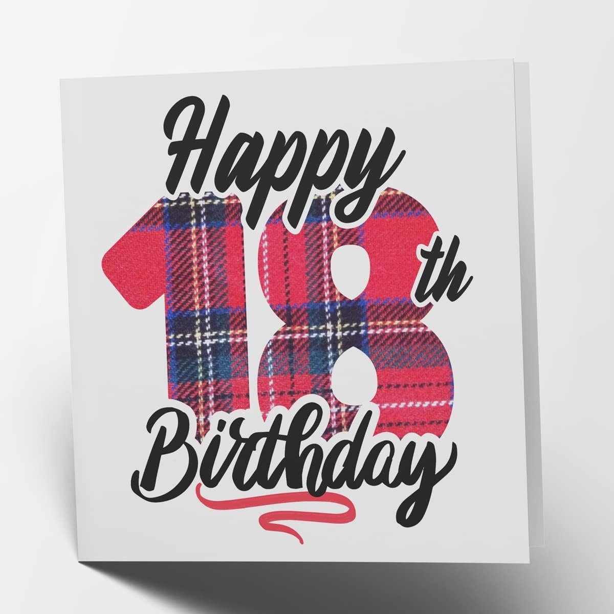 Maturi Happy 18th Birthday Tartan Greeting Card - Blank Inside, 15.5 x 15.5 cm Square - ShopVlot