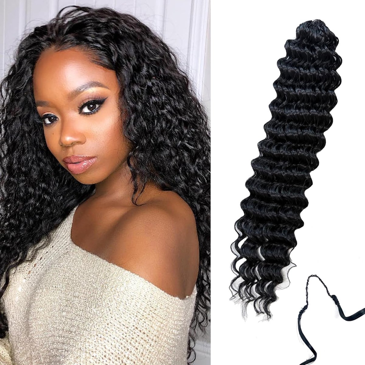 Haarextensies 18 Inch - Frizz Knotless Deep Wave - Pre-gescheiden synthetisch haar - ShopVlot