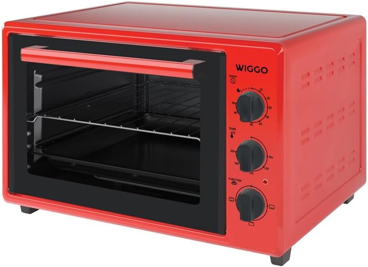 Mini oven 35 liter - vrijstaand - rood - veelzijdig koken - SnelShoppen