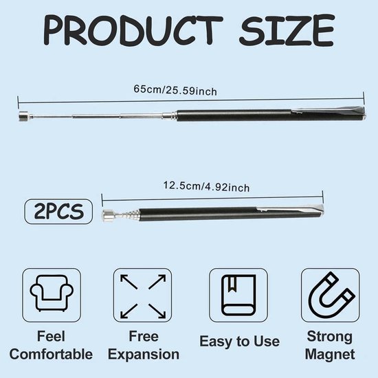 Telescopische Magnetische Verzameltool met Uittrekbare Stang van 64 cm en 1,5 lb Hechttool voor Schroeven en Moeren, Ideaal voor Klussen en Reparaties — afbeelding 5
