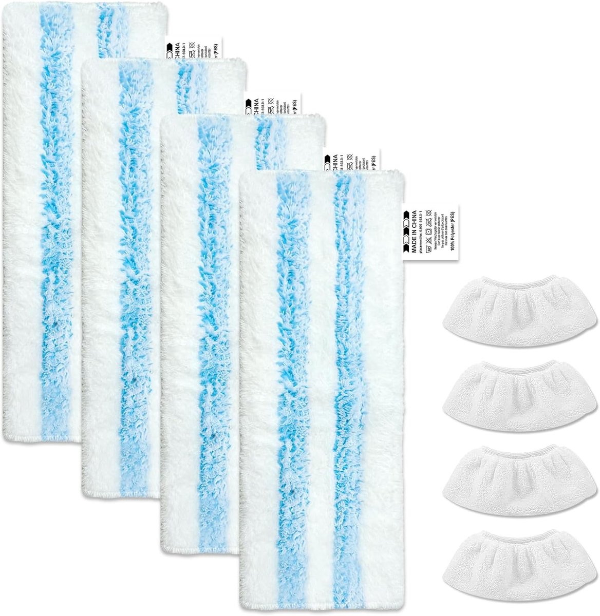 Pack of 8 Microfibre Replacement Cloth Set, Blue and White Steam Cleaner, Floor Mouth, Mop Cloths, Covers, Spare - ShopVlot