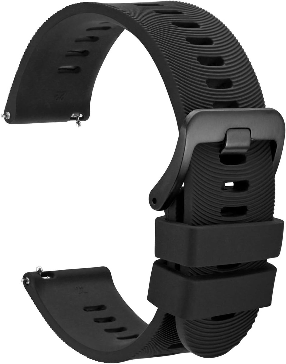 Siliconen horlogebanden 18 mm, 20 mm, 22 mm - gebogen strepen - vervangingsbanden met snelle bevestiging - ShopVlot