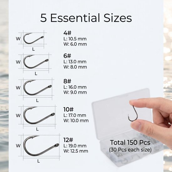 Allround vishaken met oog, vishaken set 150 stuks met oog, vishaken assortiment #4#6#8#10#12, vishaken van - ShopVlot — afbeelding 5
