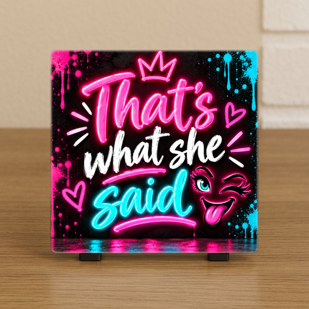 CreaCraft Wenstegeltje “That's what she said” – Tegeltje met tekst - Grappig - Cadeau voor familie, vriend, vriendin, collega of zomaar – Wenstegeltje - Brievenbuscadeau - CreaCraft