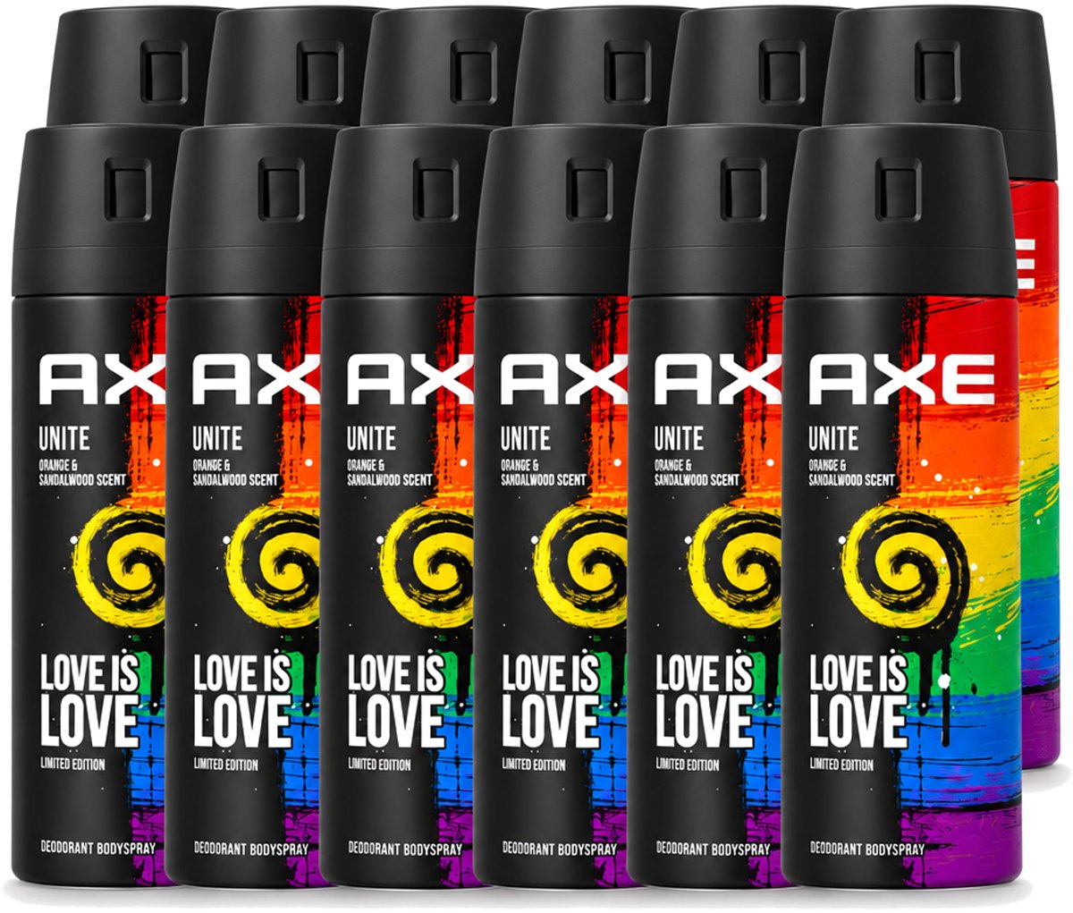 12 x Axe – Deodorant Spray – Unite – 150 ml - Voordeelverpakking - 12 stuks
