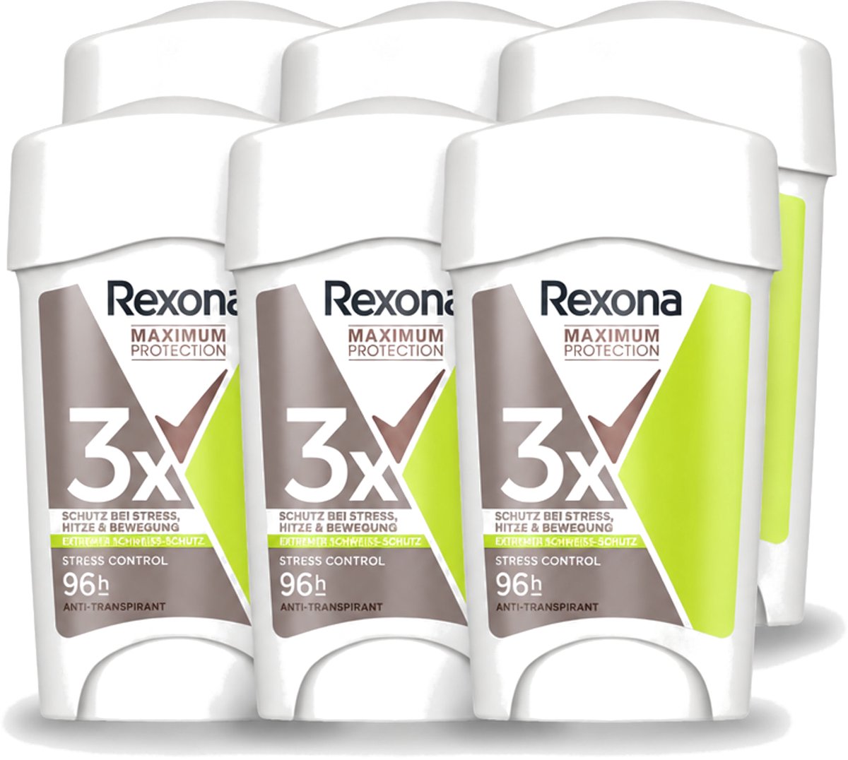 6 x Rexona – Anti-Transpirant Stick – Maximum Protection Stress Control Dry – 45 ml - Voordeelverpakking - 6 stuks