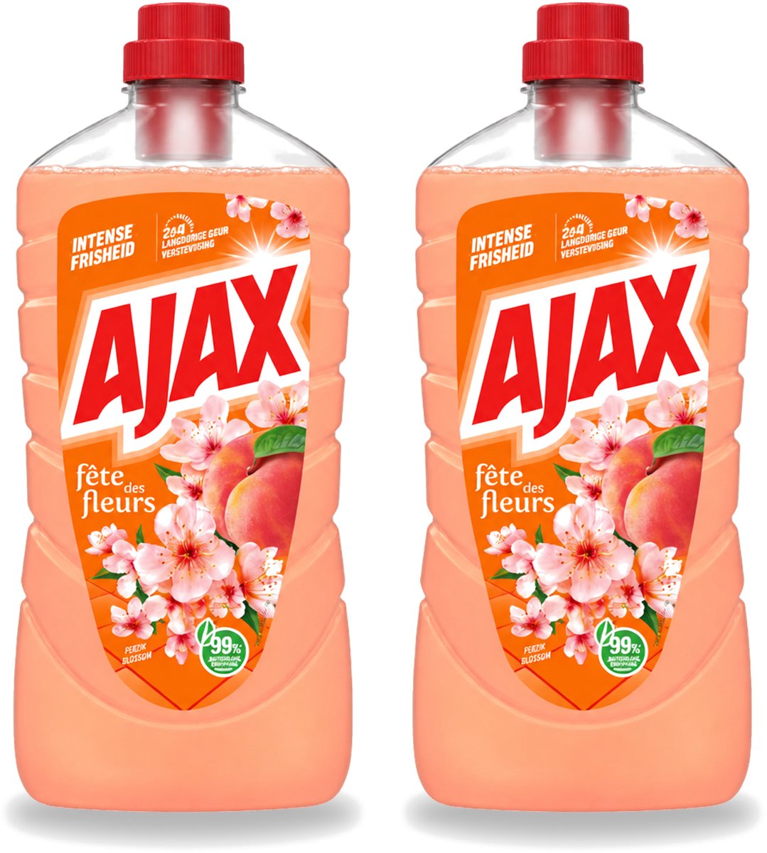 2 x Ajax – Allesreiniger – Perzik – 1000 ml - Voordeelverpakking - 2 stuks