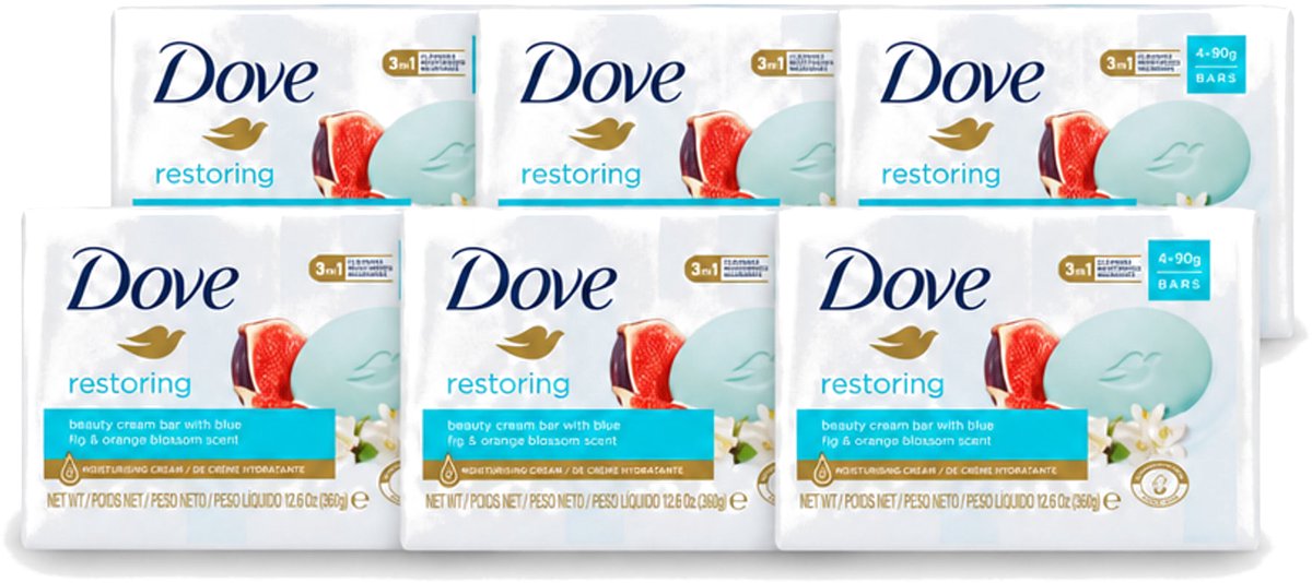 6 x Dove – Zeep – Go Fresh Restore – 4 x 90 g - Voordeelverpakking - 6 stuks