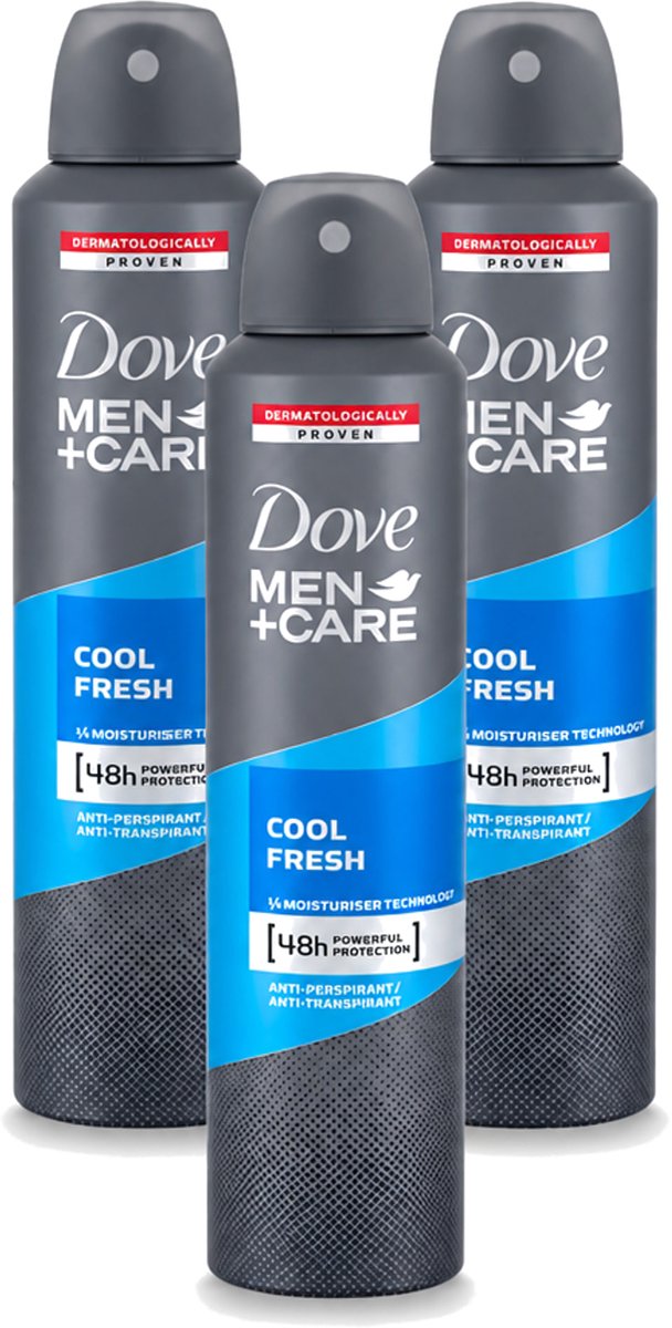 3 x Dove - Deodorant - Spray Men+Care Cool Fresh - Verfrissend en langdurige bescherming - 250 ml - Voordeelverpakking - 3 stuks